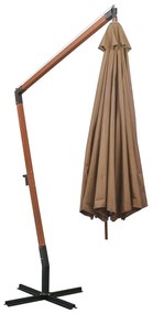 Umbrela suspendata cu stalp, gri taupe, 3,5x2,9 m, lemn brad Gri taupe, 3.5 x 2.9 m