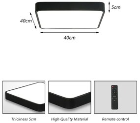 Plafonieră LED dimabilă Brilagi POOL SQUARE LED/36W/230V 3000-6000K 40x40 cm negru + telecomandă