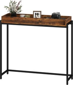 HOMCOM masă de hol, consolă îngustă, metal, placă aglomerată, Maro-rustic | Aosom Romania
