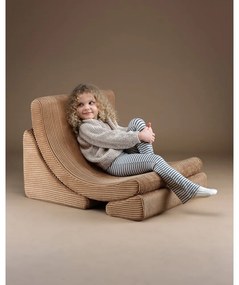 Fotoliu de copii maro cu tapițerie din catifea reiată Moon – Wigiwama