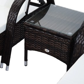 Set mobilier Gradina din Ratan Outsunny, 2 Sezlong Pliabile si Masuta, Maro 200×73×103cm | Aosom.ro | Aosom Romania