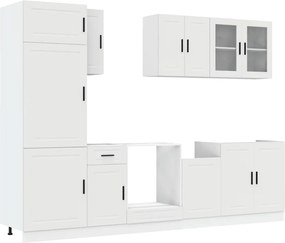 vidaXL Set dulap de bucătărie din 8 piese „Porto” Lemn prelucrat alb