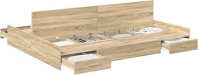 vidaXL Cadru de pat cu depozitare cu sertar Stejar Sonoma 140 x 190 cm