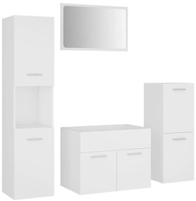Set mobilier de baie, alb, lemn prelucrat