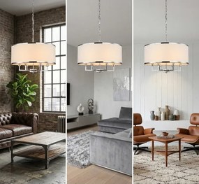 Open Design OR80209 - Lustră suspendată pe lanț CASA, 3xE14/12W/230V, crem/crom lucios