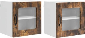 vidaXL Dulap de bucătărie cu raft 2 pcs Stejar fumuriu 40 x 31 x 40 cm