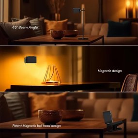 Lampă de birou LED magnetică reglabilă 4în1, 3W, 5V, 3000-6000K, 1800 mAh, negru