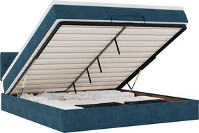 vidaXL Cadru de pat otoman cu saltea Albastru închis 160x200cm catifea