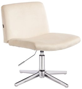 HR150CROSS Scaun Crem din Catifea cu Bază Cromata