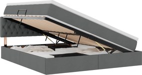 vidaXL Pat cu saltea și LED cu saltea Gri închis 180 x 200 cm țesătură
