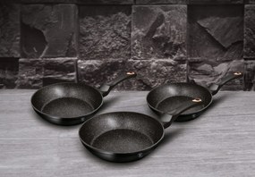 Set 3 tigai Black Rose Berlinger Haus BH 6158F, marmorate, antiaderente, negre