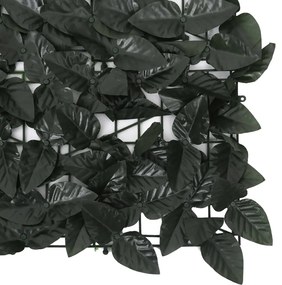 Paravan de balcon, frunze verde închis, 600x100 cm