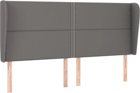 vidaXL Tăblie de pat cu aripioare gri 203x23x118/128 cm piele eco
