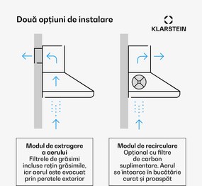 Klarstein Montblanc 90, hota, 610m³/h. 165W, 2x1.5W, LED, bandă
