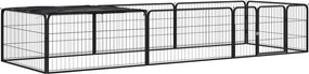 vidaXL Țarc câini 8 panouri negru 100x50 cm, oțel vopsit electrostatic