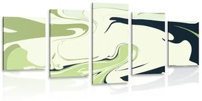 Tablou 5-piese model abstract de materiale în verde