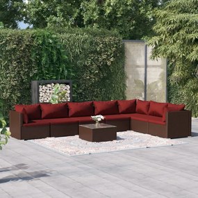 3101755 vidaXL Set mobilier de grădină cu perne, 8 piese, maro, poliratan