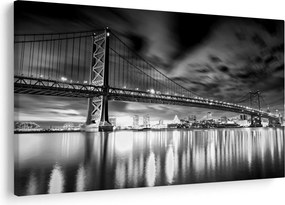 Tablou - Podul Benjamin Franklin, Philadelphia, alb-negru (90x60 cm)