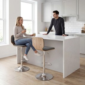 HOMCOM Set de 2 scaune de bar scaune de bar reglabile pe înălțime spătar suport pentru picioare rotative 360° 41x47,5x81-102cm gri | Aosom Romania