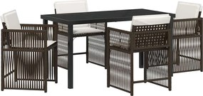 vidaXL Set de masă pentru grădină 5 pcs Maro poliratan