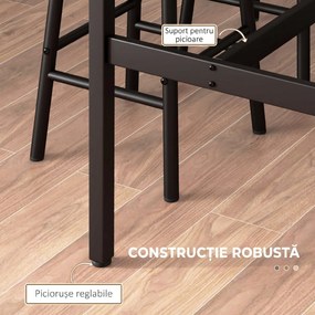 HOMCOM Set Masă Înaltă și 2 Taburete de Bar cu Suport pentru Picioare, Stil Industrial, Negru și Maro | Aosom Romania