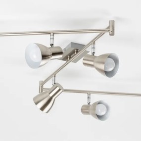 Plafonieră LED cu 6 spoturi, socluri E14, 6x5W, 230V, crom mat