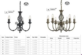 Aplica de perete stil clasic Zanzibar neagra 3380-2 SRT