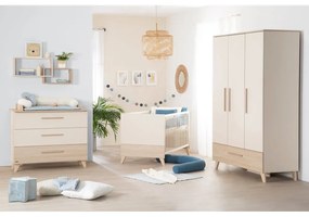 Comodă de copii crem/în culoare naturală cu aspect de lemn de stejar cu masă de schimbat 110x98x75 cm Sidney – Roba