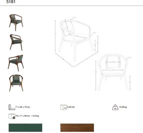 Scaun cu brate LUX design italian, Piele Sintetica Verde Inchis