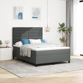 vidaXL Pat cu saltea cu arcuri și LED , gri închis, 160 x 200 cm, din țesătură