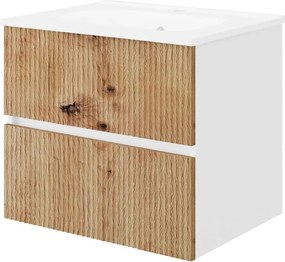 Set dulap baza suspendat stejar mat si lavoar Savini Due Santorini 60 cm
