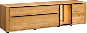 Comodă lemn masiv Moon TV Stejar, 220 × 48 × 60 cm