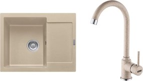 Set chiuveta bucatarie compozit Franke Maris Avena 1 cuva cu picurator 62x50 cm finisaj bej mat plus baterie
