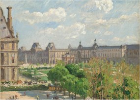 Tablou pe sticlă - Camille Pissarro, Place du Carrousel, Paris, reproducere (70x50 cm)
