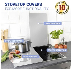 Set 2 protecții din sticlă pentru aragaz Wenko Universal Silver