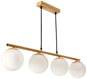 Lustră albă/în culoare naturală cu abajur din sticlă Carrine – Candellux Lighting