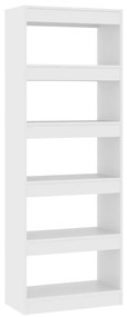 811673 vidaXL Bibliotecă/Separator cameră, alb, 60x30x166 cm, PAL