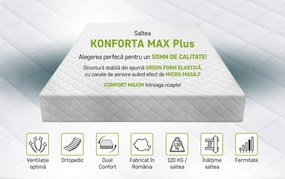Saltea SuperOrtopedica Green Future KONFORTA Max Plus 25 cm, 140x200x25cm, Spuma poliuretanica elastica, Husa matlasata, hipoalergenica, Reversibila, Medie Ferma