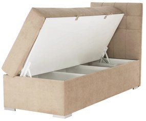 Pat boxspring, pat de o persoană, maro deschis, 90x200, dreapta, DANY