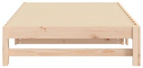 Pat de zi extensibil, 2x(80x200) cm, lemn masiv de pin Maro, 205.5 x 158 x 30 cm