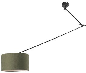 Lampă suspendată neagră cu abajur 35 cm verde reglabil - Blitz