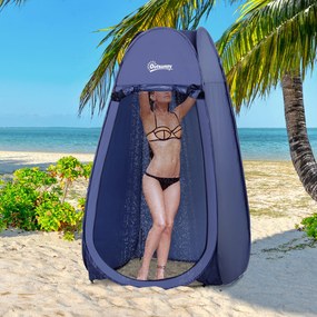 Outsunny Cort de Duș Pop Up Impermeabil cu Intrare cu Fermoar, 100x100x185 cm, Albastru | Aosom Romania