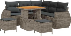 vidaXL Set de canapele pentru grădină cu pernă 8 pcs Gri poliratan