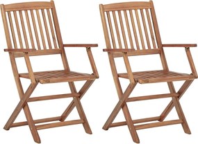 vidaXL Scaune pliabile de exterior, 2 buc., lemn masiv de acacia