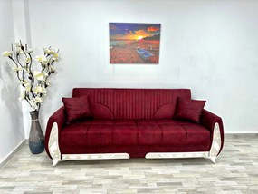 Canapea Queen, culoare rubin, 220 x 94 x 80 cm