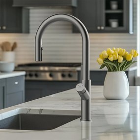 Baterie bucatarie cu dus extractibil Rubineta Bona 2 functii finisaj gri mat