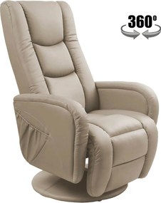Fotoliu recliner PULSAR, cappuccino, piele ecologica/metal, 68x85/135x