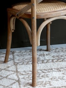 Scaun dining bej din rattan cu aspect vintage Old French