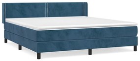 3130917 vidaXL Pat box spring cu saltea, albastru închis, 180x200 cm, catifea