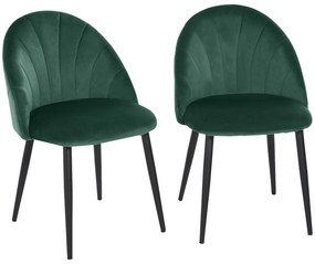 HOMCOM Set de 2 Scaune Căptușite fără Cotiere, Scaune pentru Sufrageri sau Bucatarie, 50x54x80 cm, Verde | Aosom Romania